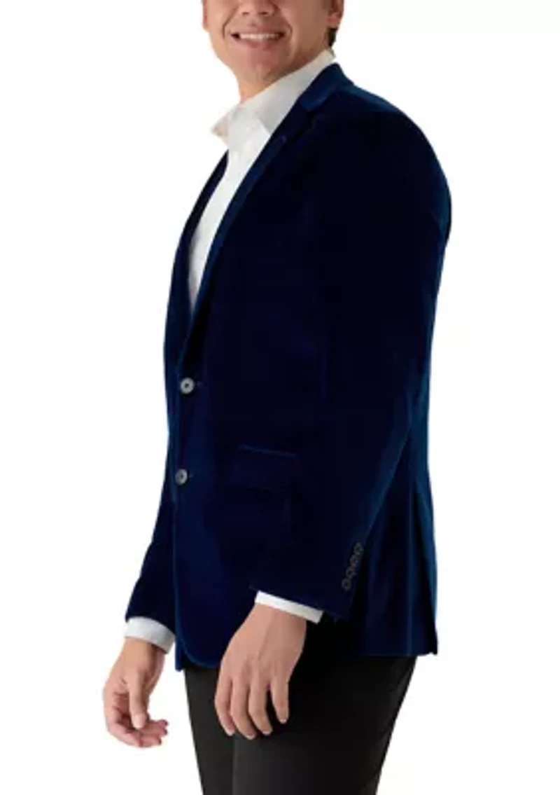 Men's New Blue Velvet Blazer