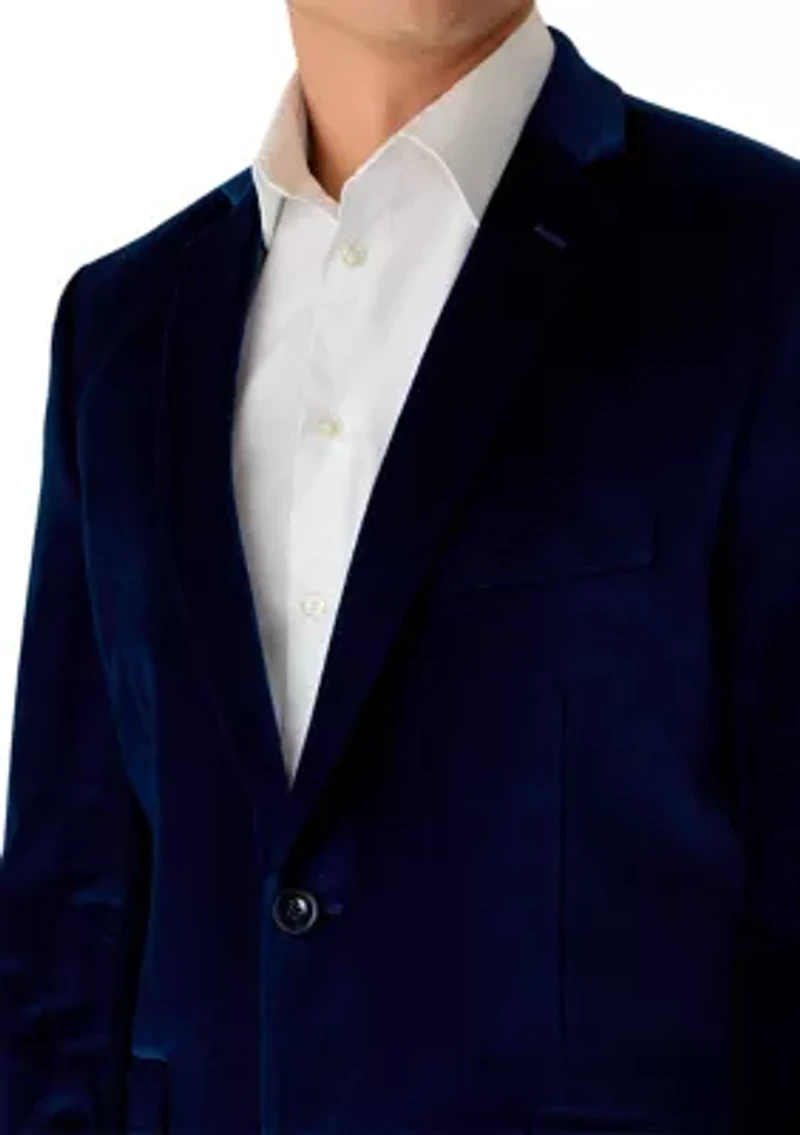 Men's New Blue Velvet Blazer