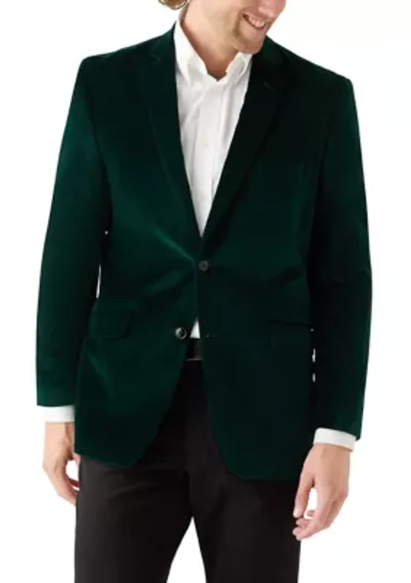 Green Velvet Satin Lapel Sport Coat