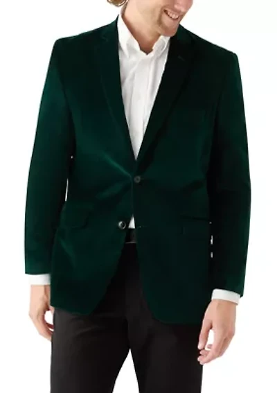 Green Velvet Satin Lapel Sport Coat
