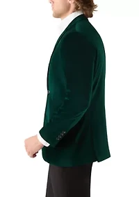 Green Velvet Satin Lapel Sport Coat