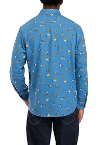 Long Sleeve Printed Flannel Button Down Shirt