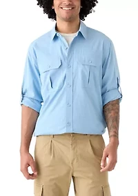 Long Sleeve Chambray Rip Stop Shirt