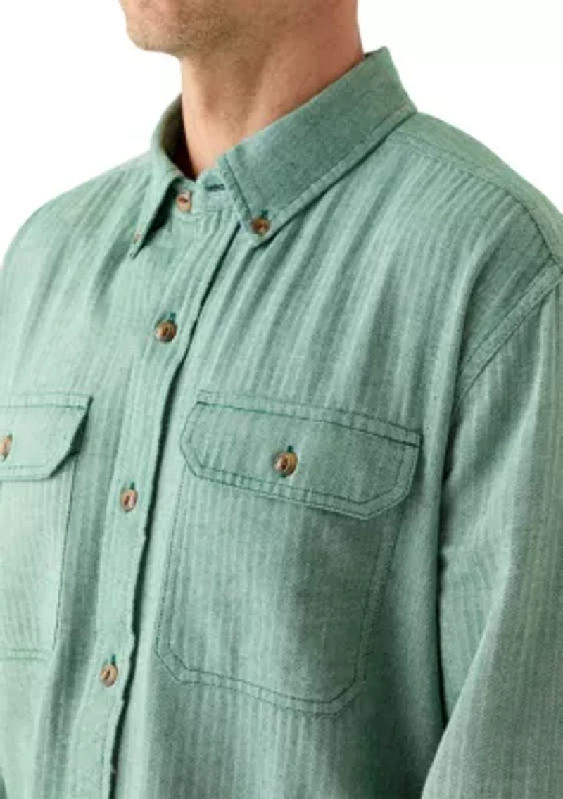 Long Sleeve Solid Flannel Shirt
