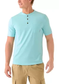 Men's Short Sleeve Jersey Pocket Henley