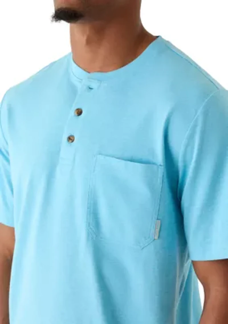 Men's Short Sleeve Jersey Pocket Henley