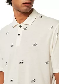 Flag Print Golf Polo Shirt