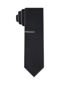 Solid Satin Tie with Bar