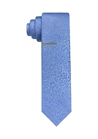 Floral Tonal Necktie with Tie Bar