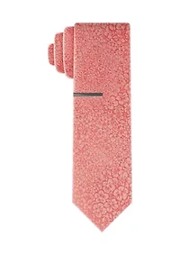 Floral Tonal Necktie with Tie Bar