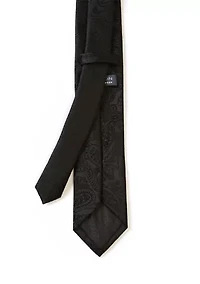 Tonal Satin Paisley Tie with Bar