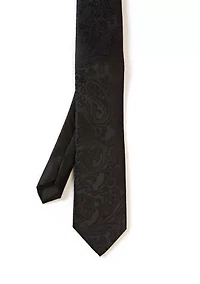 Tonal Satin Paisley Tie with Bar