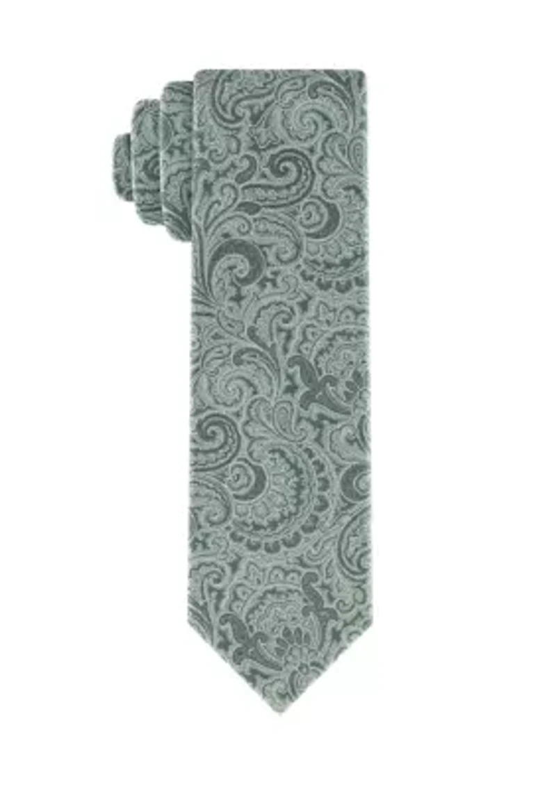 Silver Ground Paisley Tie