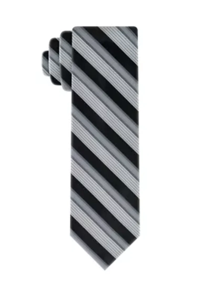 Silver Ground Satin Stripe Tie
