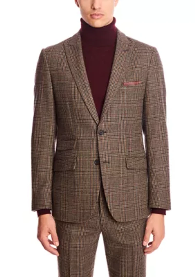 Men's Brown Glen Plaid Suit Separate Jacket