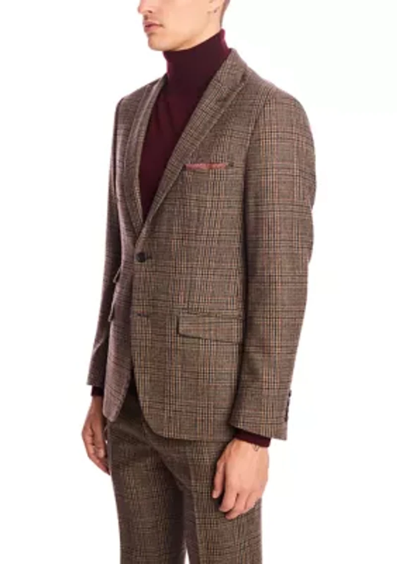 Men's Brown Glen Plaid Suit Separate Jacket