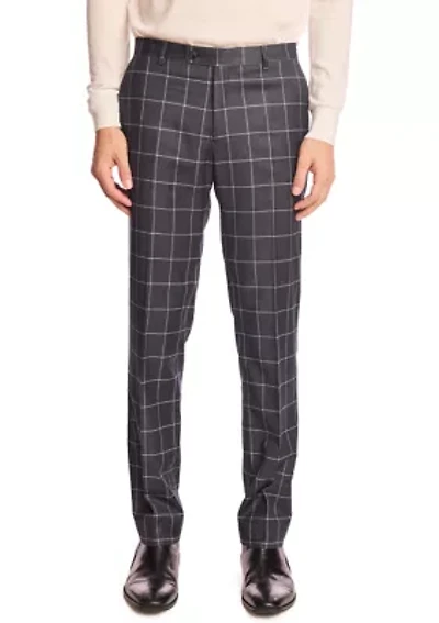 Men's Charcoal Windowpane Suit Pants