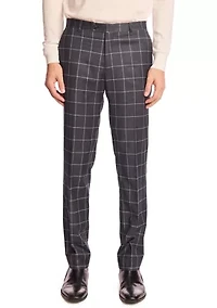 Men's Charcoal Windowpane Suit Pants
