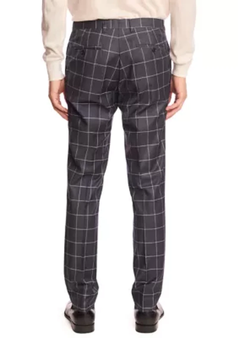 Men's Charcoal Windowpane Suit Pants