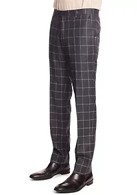 Men's Charcoal Windowpane Suit Pants