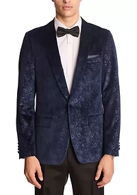 Men's Blue Floral Velvet Jacket