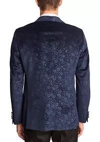Men's Blue Floral Velvet Jacket