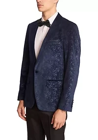 Men's Blue Floral Velvet Jacket
