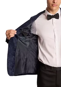 Men's Blue Floral Velvet Jacket
