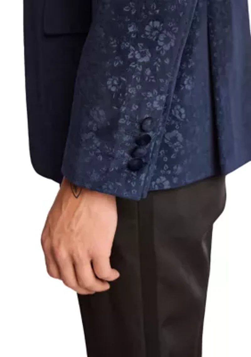 Men's Blue Floral Velvet Jacket
