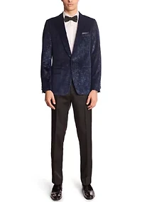 Men's Blue Floral Velvet Jacket