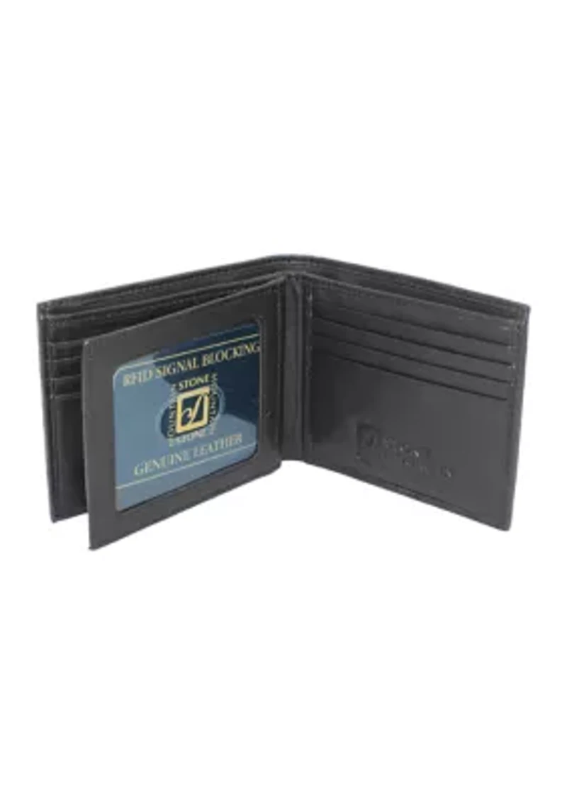 Leather RFID Center Flip Bifold Wallet