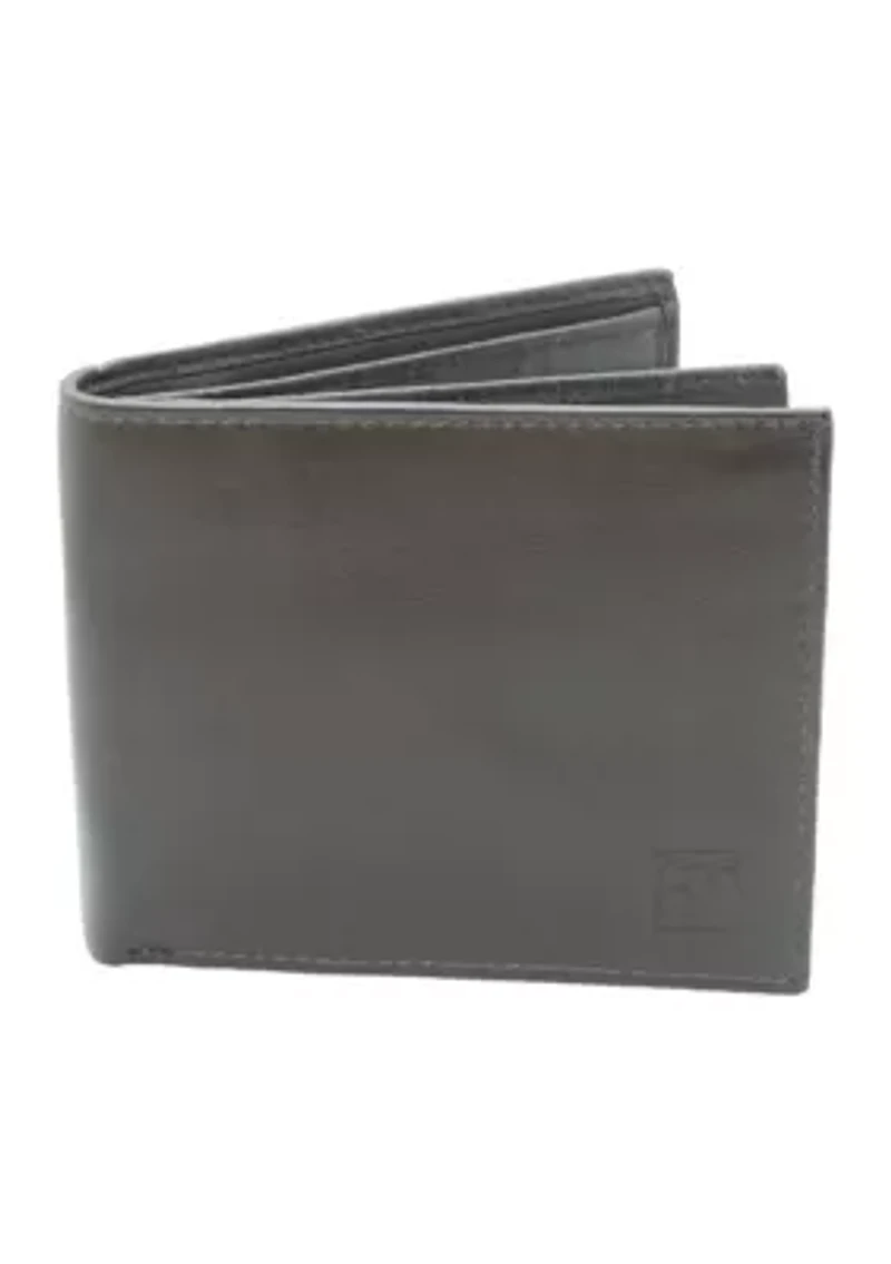 Sheepskin Leather RFID Center Flip Bifold Wallet