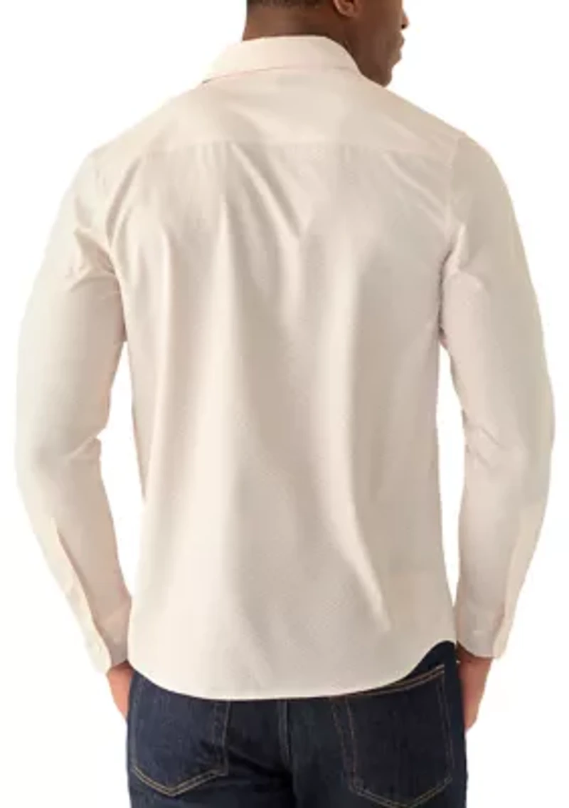 Men's Long Sleeve Diamond Print Button Up Shirt