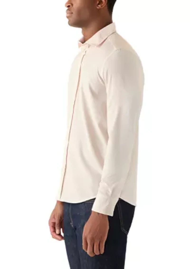 Men's Long Sleeve Diamond Print Button Up Shirt