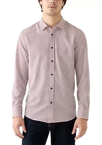 Men's Long Sleeve Geometric Print Woven Shirt