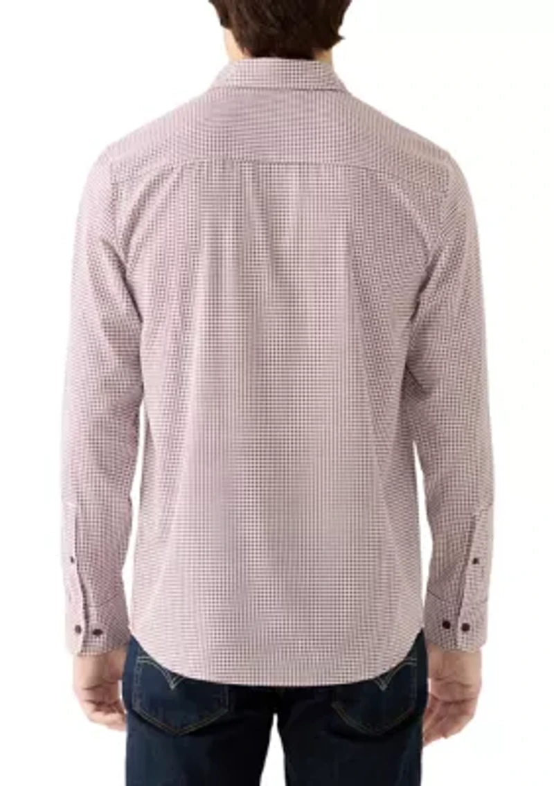 Men's Long Sleeve Geometric Print Woven Shirt