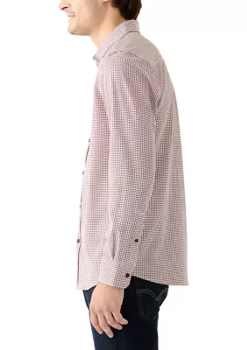 Men's Long Sleeve Geometric Print Woven Shirt