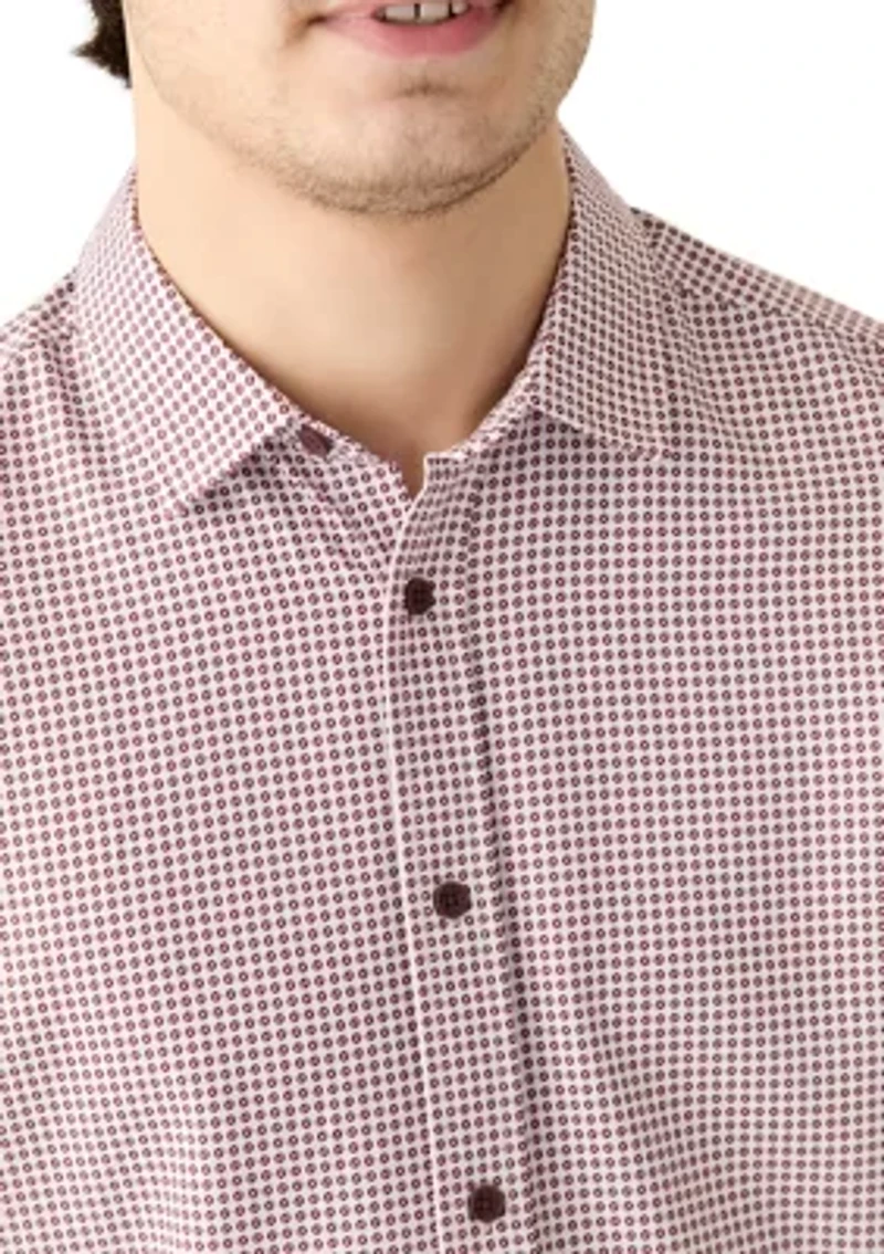 Men's Long Sleeve Geometric Print Woven Shirt