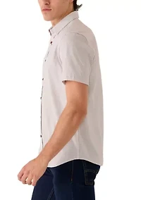 Men's Short Sleeve Grape Oxford Button Down Shirt