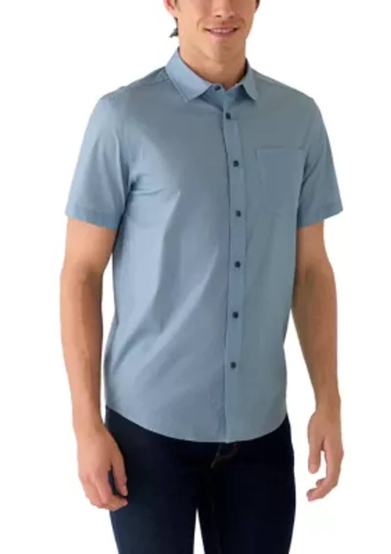 Men's Short Sleeve Geo Woven Button Down Shirt