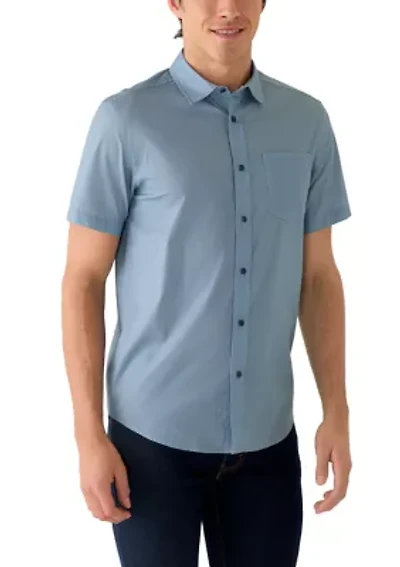Men's Short Sleeve Geo Woven Button Down Shirt