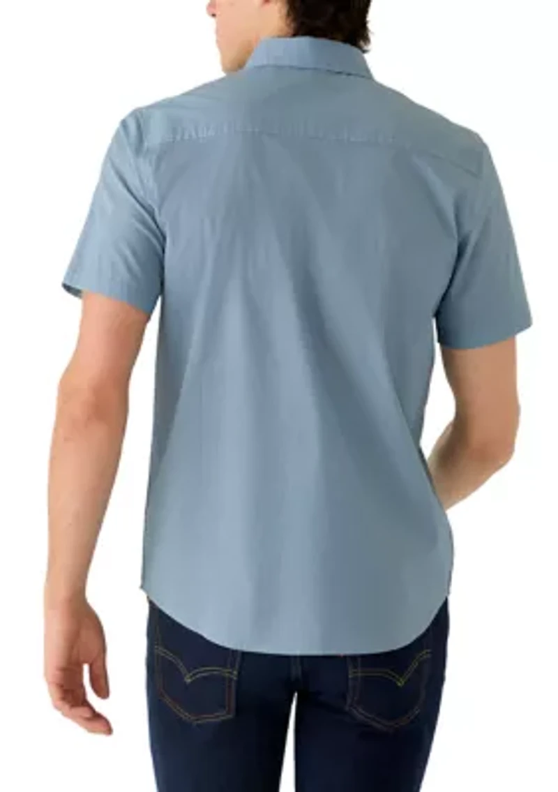 Men's Short Sleeve Geo Woven Button Down Shirt