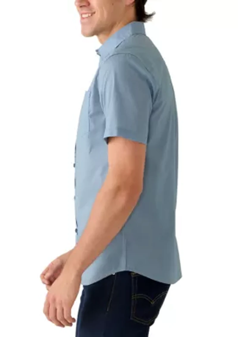 Men's Short Sleeve Geo Woven Button Down Shirt