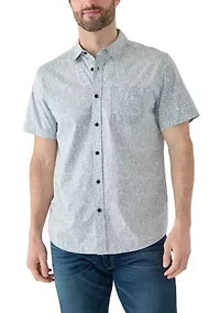 Men's Short Sleeve Floral Aqua Woven Shirt