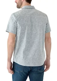 Men's Short Sleeve Floral Aqua Woven Shirt