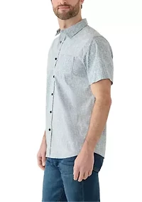 Men's Short Sleeve Floral Aqua Woven Shirt