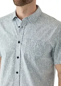 Men's Short Sleeve Floral Aqua Woven Shirt