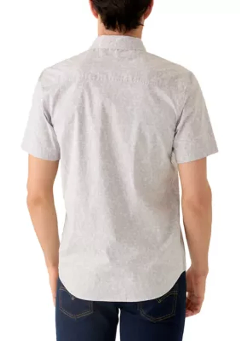 Men's Short Sleeve Floral Woven Button Down Shirt