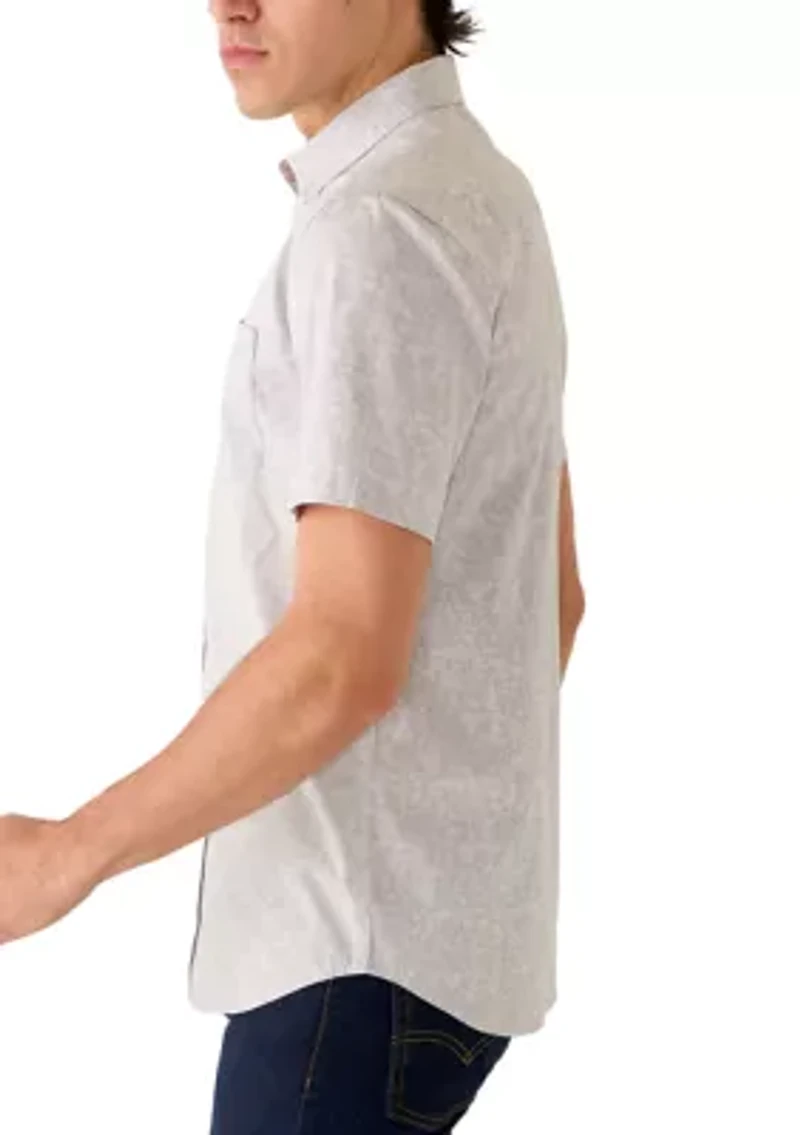 Men's Short Sleeve Floral Woven Button Down Shirt