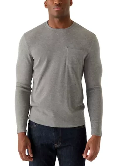 Men's Long Sleeve Ribbed Knit T-Shirt with Pocket